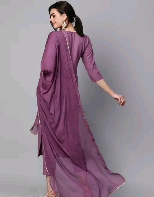 Women's Pink Reyon Slub Embroidered Straight Kurta With Trouser &amp; Dupatta