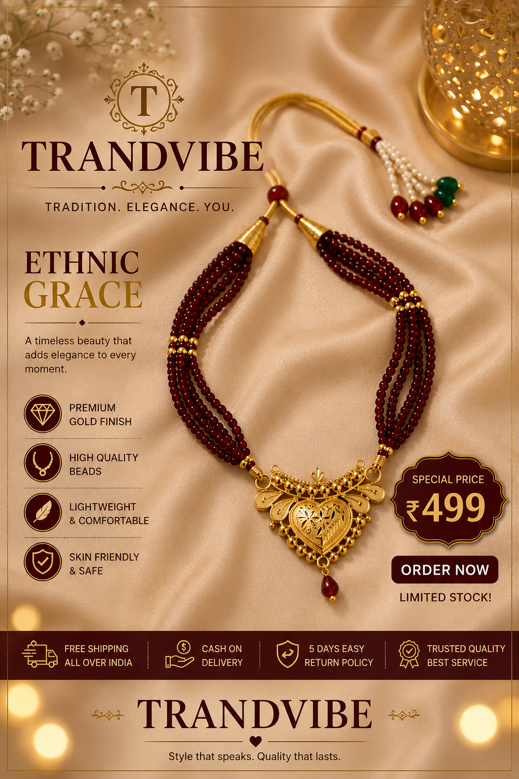 Elegant Gold-Plated Black Beads Mangalsutra for Women | Daily Wear Jewelry